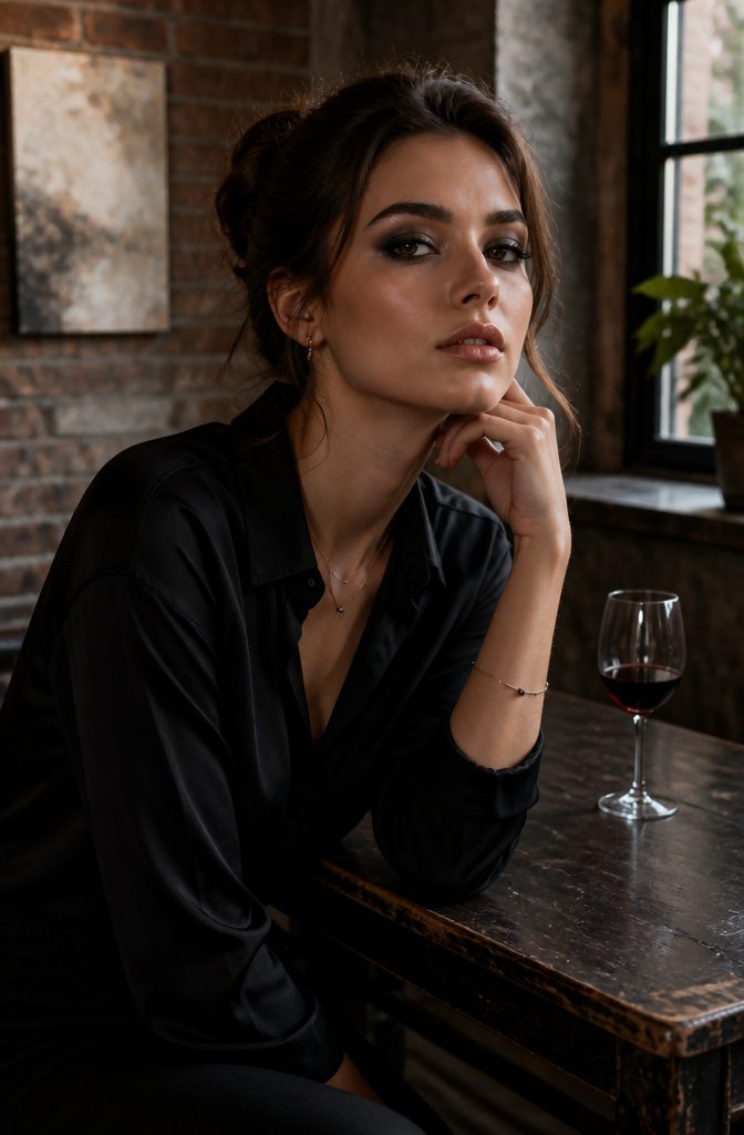 Model with a classic smoky eye in charcoal and black.