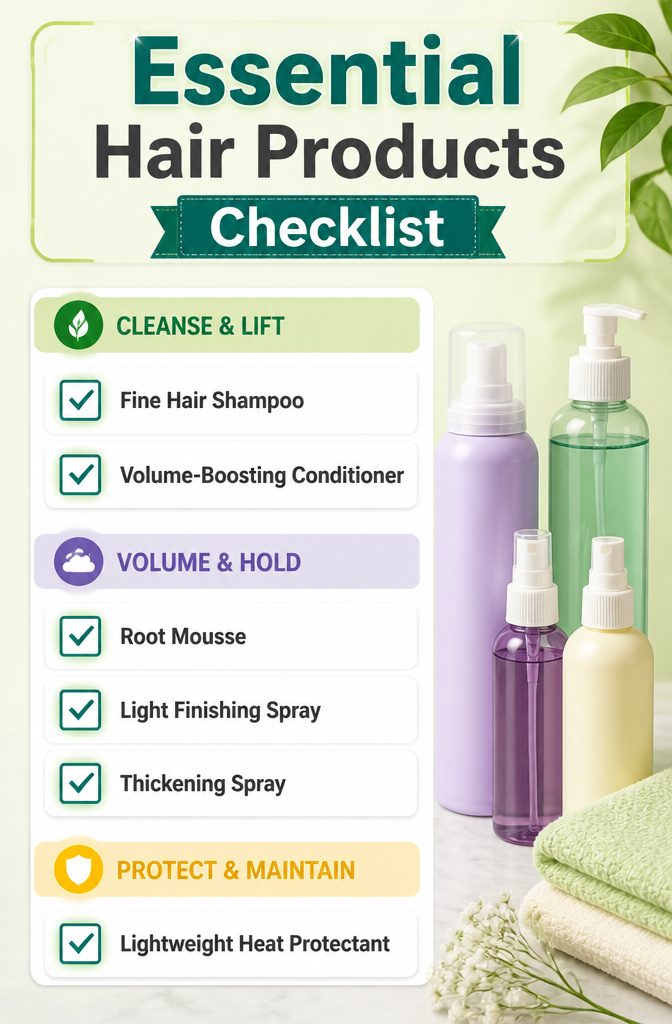 Guide to Thin Hair: Care, Styling and Volume for Fine Strands 12 A checklist of essential products for thin hair care.