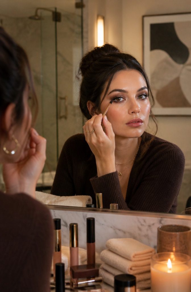 12 Hooded Eyes Makeup Styles That Keep Color Visible 6 Model's eyes with a smoky haze on the lower lash line.