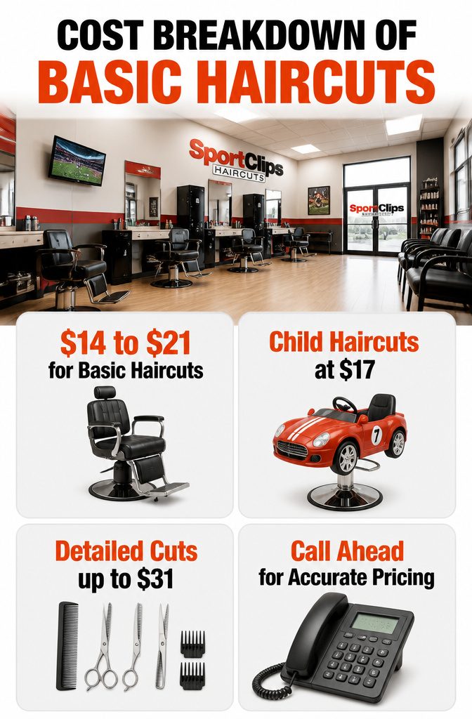 Information image showing a cost breakdown of basic haircuts.