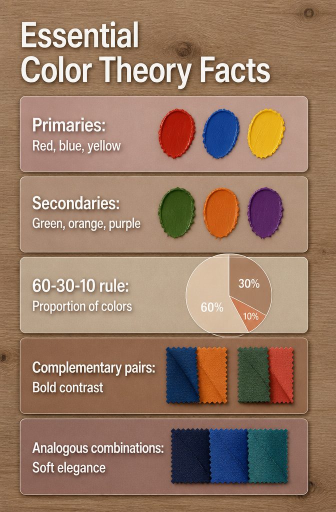Information image detailing color theory basics in fashion.