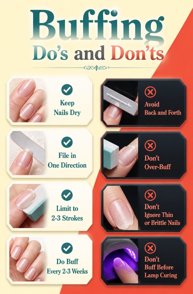 An instructional image on buffing techniques and frequency.