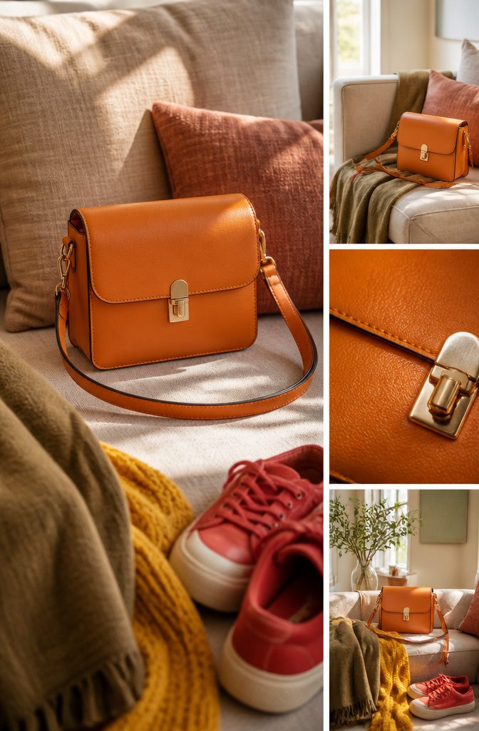 How to Use Accessories to Make a Colorful Outfit Feel Complete: 10 Steps 6 A vibrant bag positioned with a neutral outfit.
