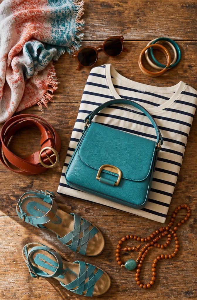 How to Use Accessories to Make a Colorful Outfit Feel Complete: 10 Steps 4 Turquoise sandals paired with a matching turquoise top.
