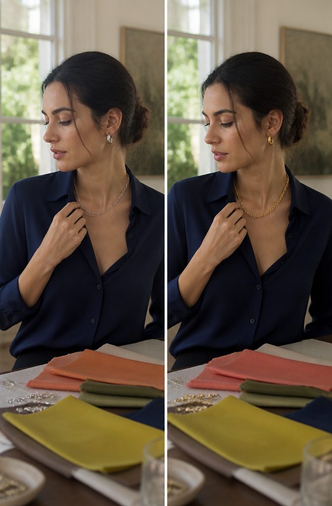 An image showing different fabrics for determining personal undertones.