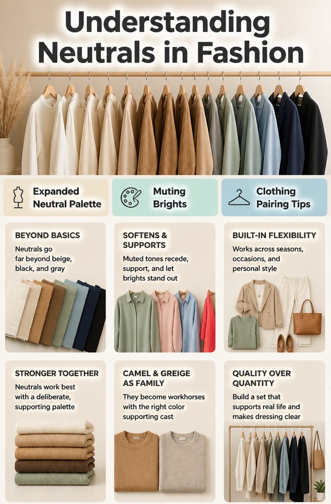 How to Wear Neutrals With Bright Colors: 9 Fresh Style Ideas for 2026 11 Information image about various colors considered as neutrals in fashion.