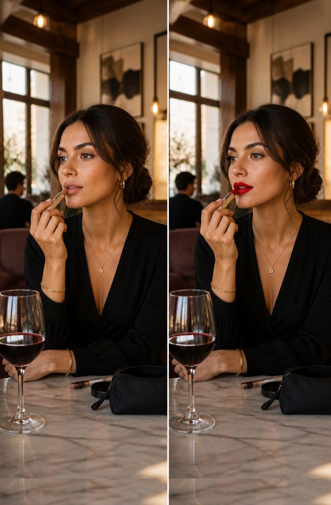 Information image on lip color selection for different occasions.