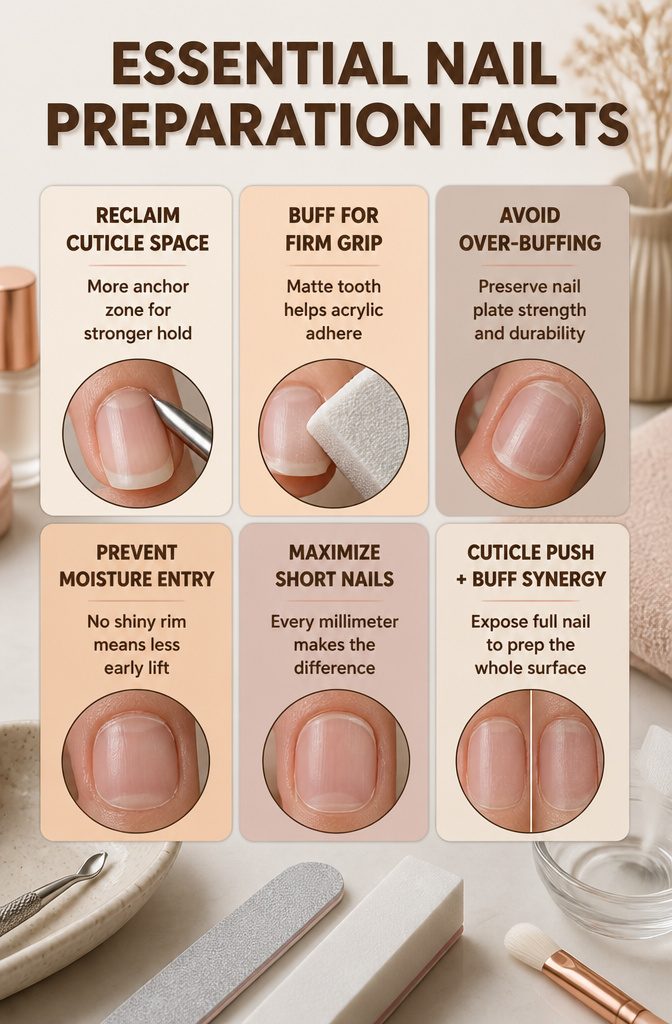 Acrylic Nail Extensions for Short Nails: 10 Steps for 2026 12 An information image detailing essential nail preparation facts.