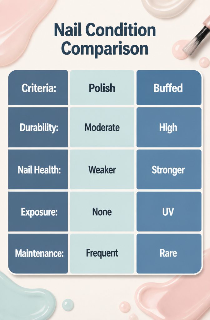 Graphic comparing weak and strong nail conditions.