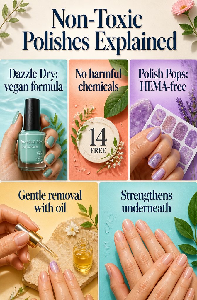 Information graphic titled 'Non-Toxic Polishes Explained'.