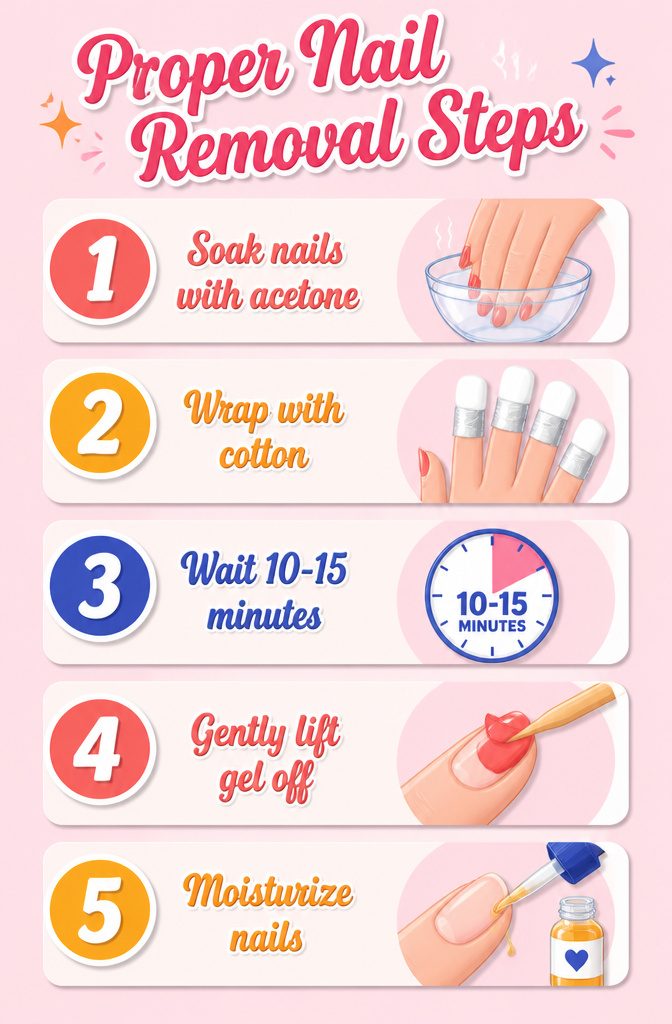 Information graphic titled 'Proper Nail Removal Steps'.