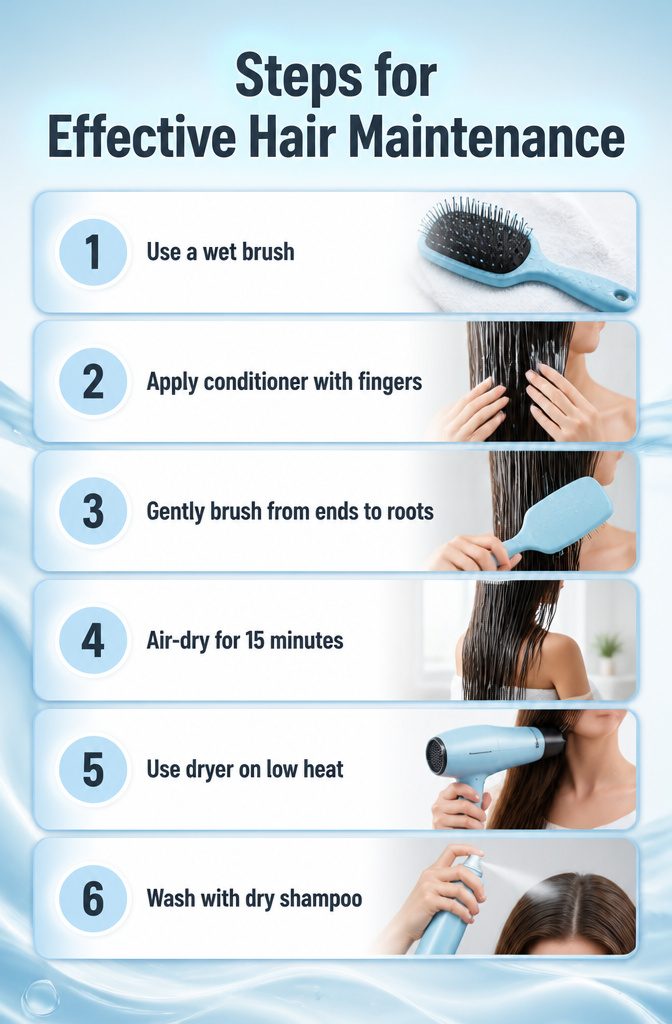 Hair Styles: Types, Cuts, and How to Choose in 2026 10 An infographic detailing steps for effective hair maintenance.